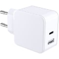 Miniatyrbillede 2 af 2: Dobbelt hjemmeoplader USB A+C PD 32W (12+20W) Strømforsyning Hvid - 100 % genanvendt plastik Bigben