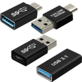 Miniatyrbild 2 av 6: USB C + USB Adapter - AVIZAR - Paket med 4 - Hane Hona OTG - Svart