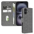 Miniatyrbild 1 av 5: iPhone 16-fodral - AVIZAR - Ficköppning - Videostöd - Grå - Syntetisk Grå