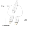 Miniatyrbillede 4 af 5: USB-C 3-i-1 til USB-C Micro-USB Lightning Økologisk 1m Akashi Hvid Vit