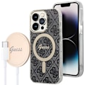 Miniatyrbillede 2 af 5: MagSafe Pack til iPhone 14 Pro Max Pattern Cover og MagSafe Charger Guess Black Svart