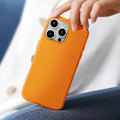 Miniatyrbild 3 av 5: Skal till iPhone 16 Pro Max - AVIZAR - Högkvalitativt veganskt läder - Orange - Integrerad MagSafe Orange