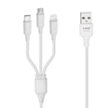 Miniatyrbillede 1 af 5: 3 i 1 USB til Micro-USB iPhone Lightning USB Type C-kabel 5A LinQ Hvid
