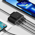 Miniatyrbild 3 av 6: Hub för laddning USB C Multiports 2x USB C + 2x USB C-kabel 2m lång Belkin svart