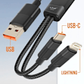 Miniatyrbillede 3 af 5: USB til Lightning og USB-C ladekabel - LINQ - 60W - 1,2 m - Apple og USB-C kompatibel Svart