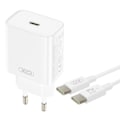 Miniatyrbild 1 av 5: USB-C Väggladdare - XO - 20W - Kompakt - USB-C Kabel Ingår - Överspänningsskydd Vit