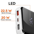 Miniatyrbillede 4 af 5: 10000 mAh backup-batteri med Lightning og USB Type C-kabler LinQ White