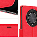 Miniatyrbillede 4 af 5: Pung etui og stativ til Honor Magic 6 Lite - MAYAXESS - Rød - Øko-læder - Håndledsrem Röd