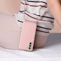 Pikkukuva 3 / 6: AVIZAR Samsung Galaxy S21 FE puolijäykkä kotelohihna 80 cm puuterivaaleanpunainen Rosa