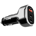 Pikkukuva 2 / 5: Autolaturin 50W Kaksinkertainen USB-C + USB Nopea Lataus Kompakti LinQ Musta Svart