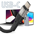 Miniatyrbild 4 av 5: USB C-kabel - BLUESTAR - 60W modell - Längd 2m - Snabbladdning - Flätad nylon Svart