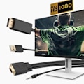 Pikkukuva 4 / 5: HDMI-VGA-uroskaapeli ja 3,5 mm:n liitin Full HD -laatuinen pituus 1,8 m musta