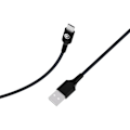 Miniatyrbillede 4 af 5: USB-A til USB-C kabel - BigBen - 1.2m - FastCharge 15W - 3A - Vævet nylon sort