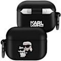 Miniatyrbillede 1 af 5: Cover til AirPods Pro 2 - KARL LAGERFELD - Stødabsorberende Blød med Ring - Sort Svart