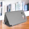 Miniatyrbillede 3 af 4: Hus til Samsung Galaxy S10 Plus - AVIZAR - Spejl Cover - Gennemsigtig Klap - Sølv - Indbygget Støtte Pengar