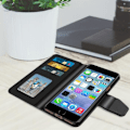 Pikkukuva 3 / 4: Kansi iPhone 6 / 6S / 7 / 8 / SE 2020 lompakkokotelo musta jalusta toiminto musta Svart
