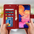 Pikkukuva 3 / 4: Kansi Samsung Galaxy A10 Folio Case Soft Touch -tukivideolle, punainen Röd