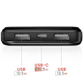 Miniatyrbillede 3 af 5: Batteri Ekstern 10000mAh 10.5W med Dobbelt USB Port LED Indikator Swissten Sort Svart