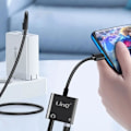 Miniatyrbillede 3 af 6: LinQ USB-C til 3,5 mm lydstik og USB-C hun-opladningsadapter Sort