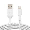 Pikkukuva 2 / 5: USB-Lightning-kaapeli MFi 18W Nylon punottu 3m lataus ja synkronointi Belkin valkoinen