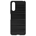 Miniatyrbillede 1 af 4: Coque - Sony - Xperia 10 2 - Blød - Stødbeskyttelse - Børstet Carbon Effekt Svart