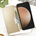 Pikkukuva 4 / 6: Suojakuori Samsung Galaxy S23 FE Flip Double Pocket Stand Function Gold Gul