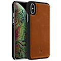 Miniatyrbillede 2 af 6: Coque Apple iPhone X / XS Beskyttelse Hård Ægte Læder Akashi Camel kastanj