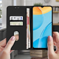 Miniatyrbild 3 av 4: Skyddsfodral AVIZAR för Oppo A15 - Svart - Fack för kreditkort och videostativ Svart