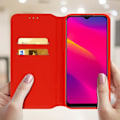 Miniatyrbild 3 av 4: Hölster - AVIZAR - Oppo A9 2020 och A5 2020 - Folio Plånboksfodral - Ekoskinn Röd - Stöd funktion Röd