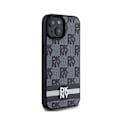 Miniatyrbillede 4 af 6: DKNY Mono Plaid og Stripe Print Læder Taske til iPhone 14/15/13 (sort)