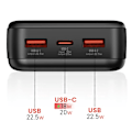 Miniatyrbillede 3 af 5: Ekstern batteri 20000mAh med USB-C og 2 USB LED-skærm kompakt Swissten sort Svart
