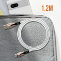 Miniatyrbillede 4 af 6: USB til USB-C-kabel - LinQ - 1,2 m - Hurtigopladning 5A - Nylonvævet - Grå Vit
