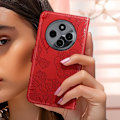 Miniatyrbild 4 av 5: Fodral till Xiaomi Redmi 14C - AVIZAR - Butterfly Flower Wallet - Röd - Halvstyv - Blank Röd