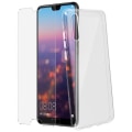 Pikkukuva 2 / 4: Suojakuori ja Suojakalvo - Huawei - P20 - läpinäkyvä Silikoni - Karkaistu lasi - Taipuva transparent