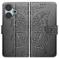 Miniatyrbillede 1 af 6: Etui Pengebog med Håndledsrem i Sort til Xiaomi Redmi 13 - AVIZAR - Mandala Sommerfugl Mønster - Hel Beskyttelse Svart