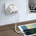 Miniatyrbillede 5 af 6: Lader til stikkontakt 15W Dobbelt USB-A QC 3.0 + USB-C PD Hurtigopladning Akashi hvid Vit