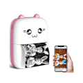 Miniatyrbillede 2 af 3: Bluetooth Tilsluttet Termisk Printer 200dpi Cat Model Bærbar Hvid / Pink