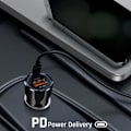 Pikkukuva 3 / 5: USB-C autolaturi 25W + USB 18W Pikalataus Kompakti Design Blue Star Black Svart