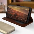 Pikkukuva 4 / 4: Samsung Galaxy A51:n kotelo - AVIZAR - Folio-kuori - Korttipidike - Tukitoiminto - Ruskea kastanj