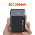 Miniatyrbillede 3 af 5: Eksternt batteri 10000mAh + Lightning-kabler - USB C og USB LinQ Sort