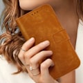 Miniatyrbillede 3 af 5: Cover til iPhone 16 Pro - AVIZAR - Flip Wallet Video Support - Brun - Halvstiv - Glat kastanj