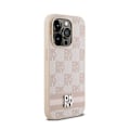 Miniatyrbillede 4 af 6: DKNY Mono mønster ternet læder og trykte striber - iPhone 14 Pro cover (pink)