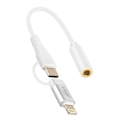 Miniatyrbillede 1 af 5: Lydadapter Jack 3,5 mm hun til Lightning og USB C han LinQ Hvid