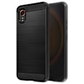 Miniatyrbillede 1 af 5: Etui til Samsung Galaxy Xcover 7 - AVIZAR - Carbon og børstet sort effekt - Halvstivt etui Svart
