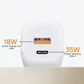 Miniatyrbild 3 av 6: GaN² Sektorladdare 35W USB C + USB Kompaktformat Xtorm Vit Vit
