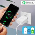 Pikkukuva 3 / 4: USB-latauslaite - Qualcomm - Quick Charge 3.0 - 3A - USB Type C -kaapeli 1m - Valkoinen Vit