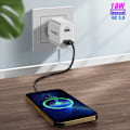 Miniatyrbillede 3 af 6: Lader til stikkontakt 15W Dobbelt USB-A QC 3.0 + USB-C PD Hurtigopladning Akashi hvid Vit