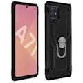 Miniatyrbillede 1 af 4: Samsung Galaxy A71 Stødsikker Bi-materiale Case Ring Sort Video Support Sort