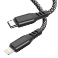 Miniatyrbild 1 av 5: Laddkabel - MOXIE - USB-C till Lightning - 2m - Flätad nylon - Kompatibel iPhone 14/13/12/11/X Svart