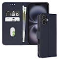 Miniatyrbild 1 av 5: iPhone 16 Plus-fodral - AVIZAR - Plånboksflip - Videostöd - Mörknavyfärg - Halvstyv Blå